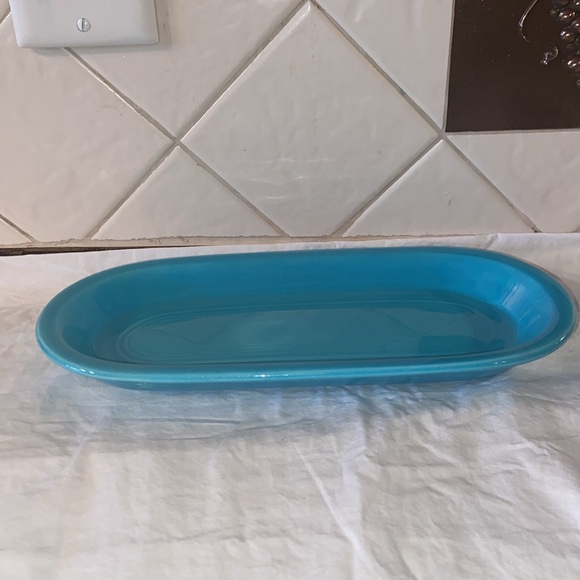 Vintage Original Fiesta turquoise Oval Utility Tray - Picture 2 of 10